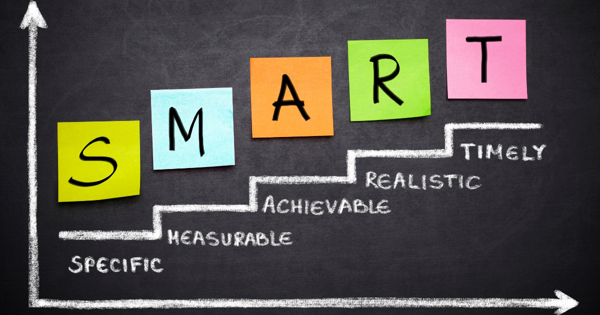 Mục tiêu SMART dựa trên 5 thành phần: Specific, Measurable, Achievable, Realistic, Time-bound