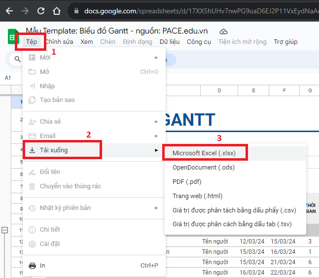 Hướng dẫn tải File mẫu Gantt Chart