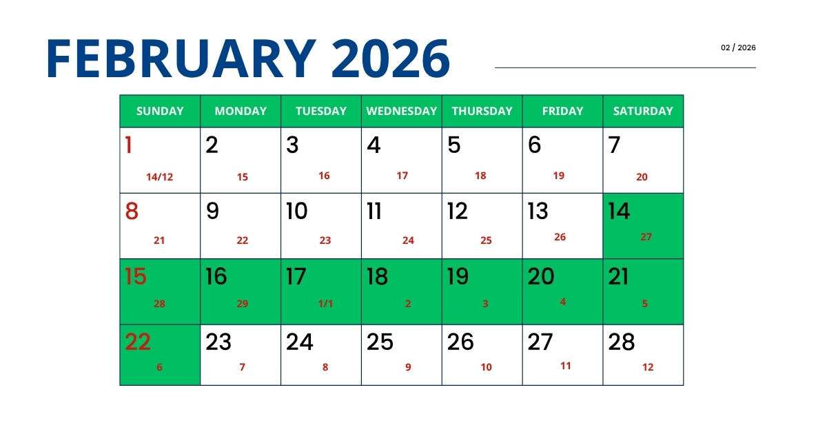 lịch nghỉ tết Bính Ngọ 2026