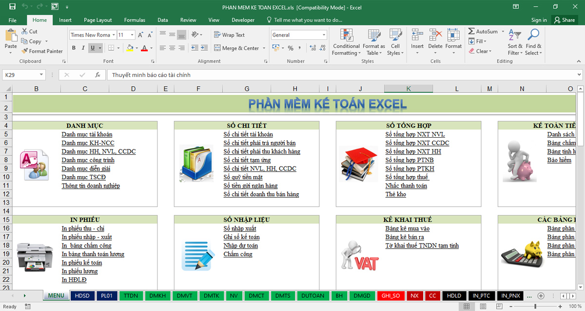 Phần mềm kế toán miễn phí Excel