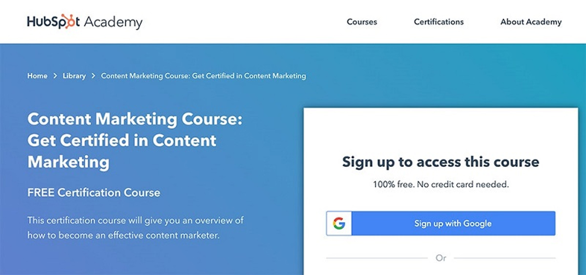 Khóa học Content Marketing Certification của HubSpot Academy