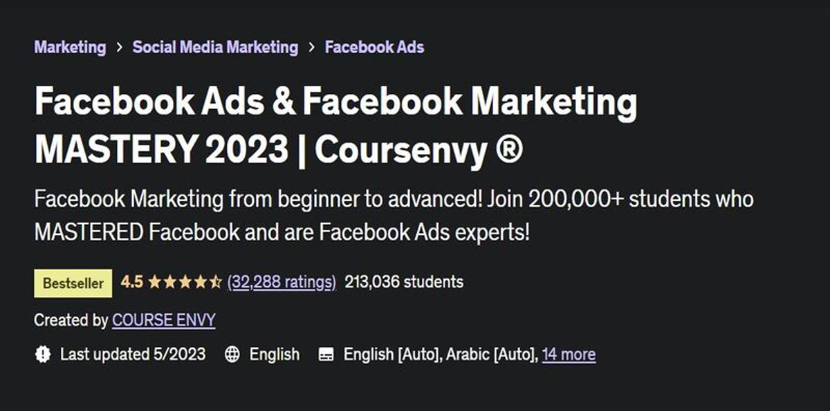 Facebook Ads & Facebook Marketing Mastery của Udemy