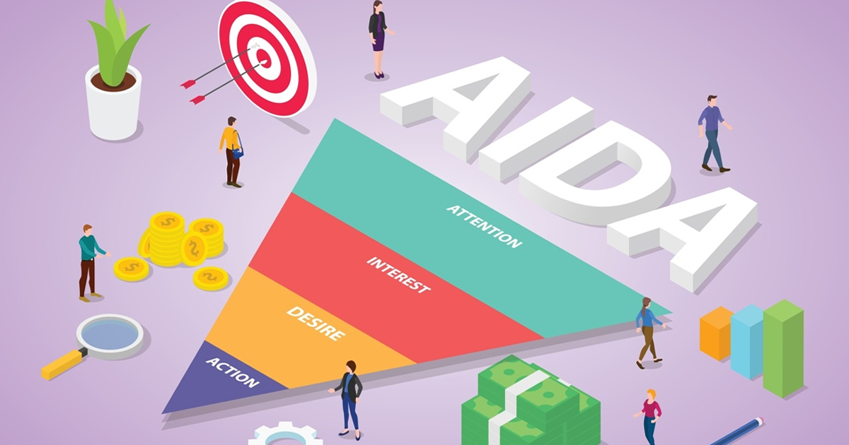 AIDA (Attention, Interest, Desire, Action) là một mô hình mô tả bốn giai đoạn mà người tiêu dùng trải qua trước khi đưa ra quyết định mua hàng